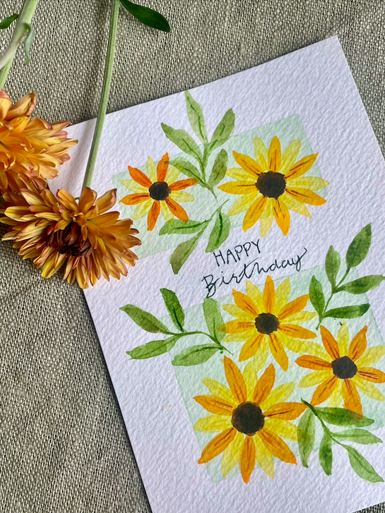 Birthday card with sunflowers